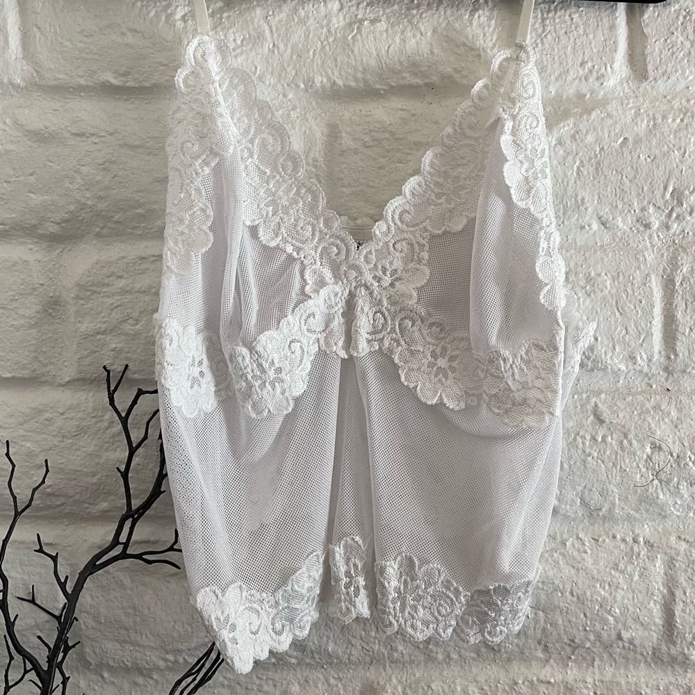 vintage white lace lingerie tank top